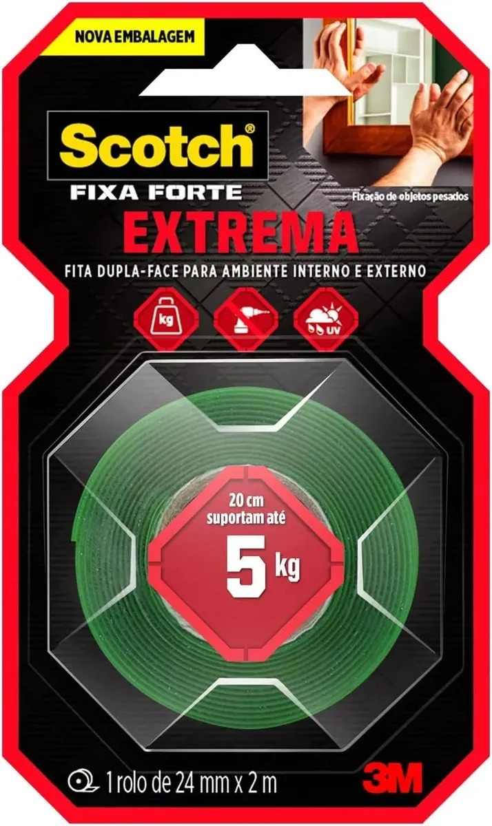 FITA DUPLA FACE 3M FIXA FORTE EXTREME 24MMX2M